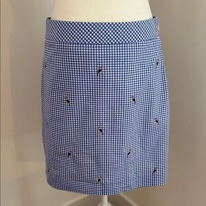 Talbots Blue Gingham Mini Skirt with Embroidered Toucans sz 6p